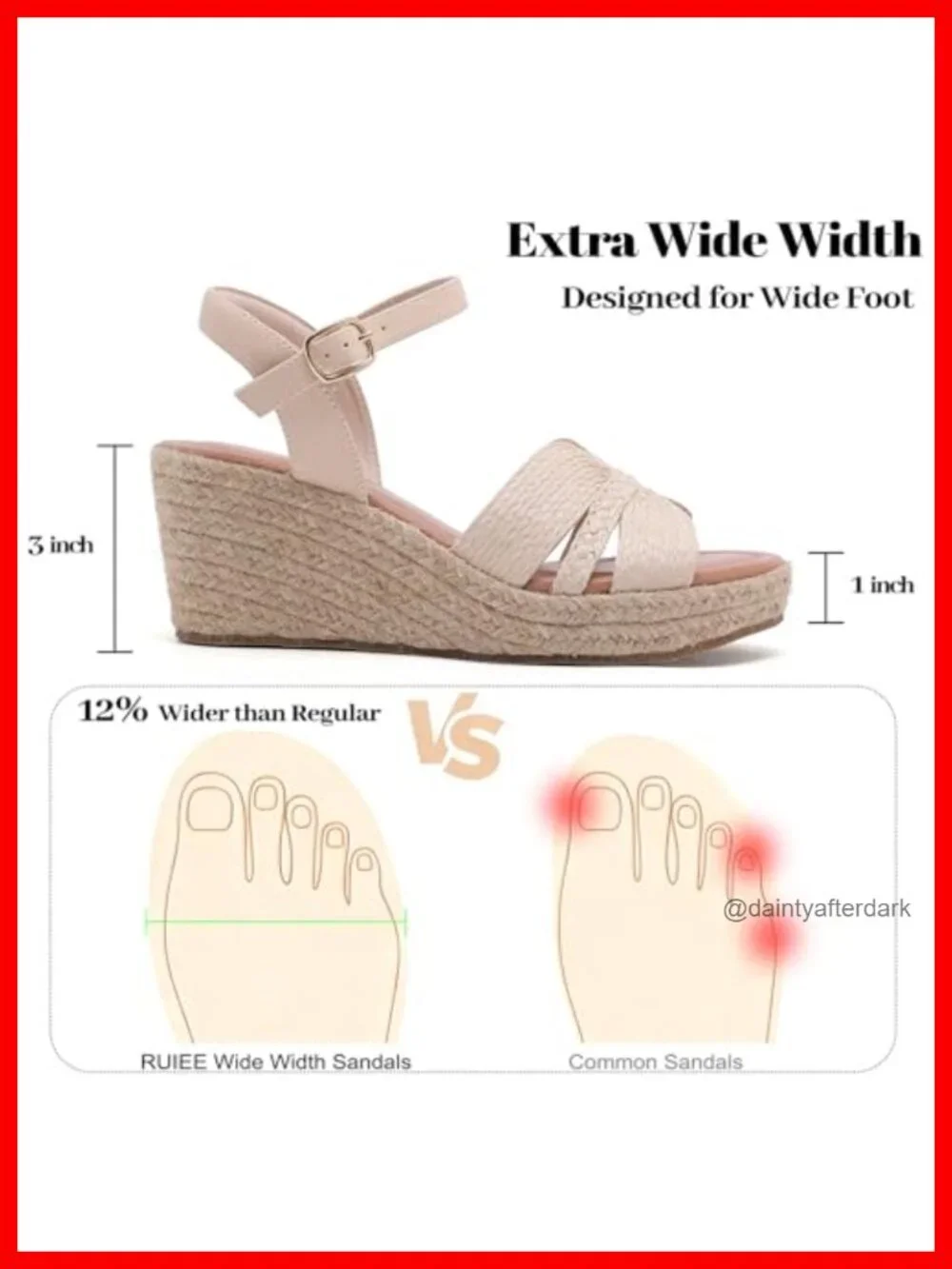 Womens Wide Width Wedge Sandals Faux Leather Ankle Strap Memory Foam
